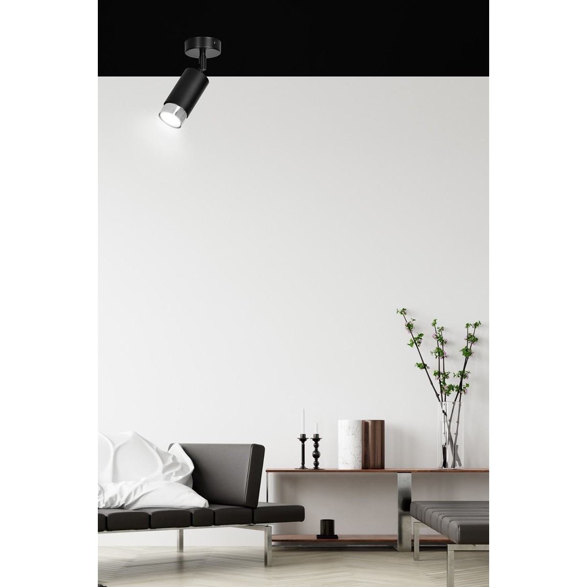 czarna lampa przysufitowa Emibig HIRO 1 BL/CHROME EM964/1