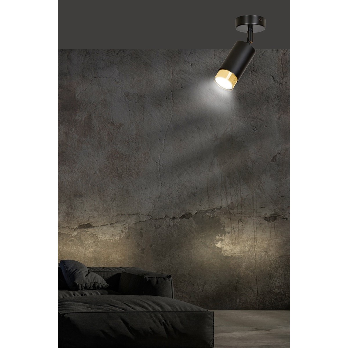 czarno- złota lampa przysufitowa Emibig HIRO 1 BL/GOLD  EM965/1