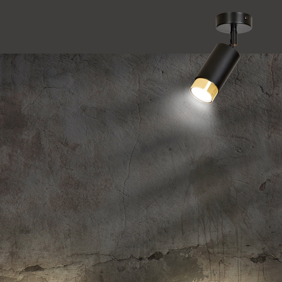 czarno- złota lampa przysufitowa Emibig HIRO 1 BL/GOLD  EM965/1