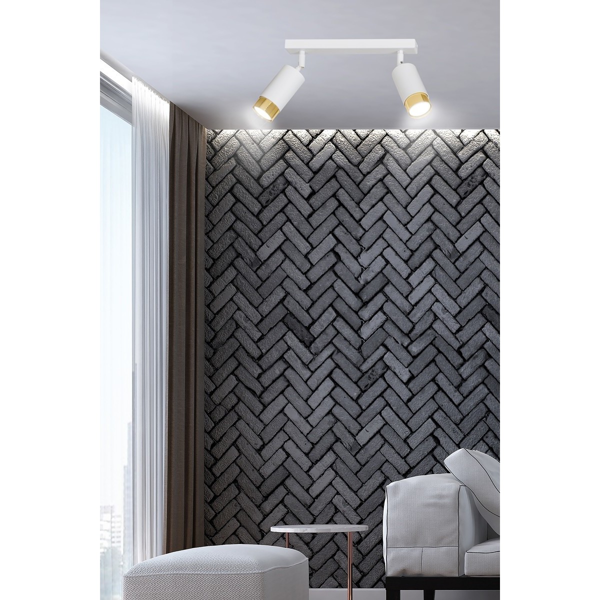 biało- złota lampa przysufitowa Emibig HIRO 2 WH/GOLD  EM963/2