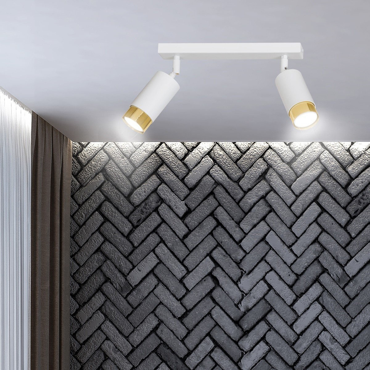 biało- złota lampa przysufitowa Emibig HIRO 2 WH/GOLD  EM963/2