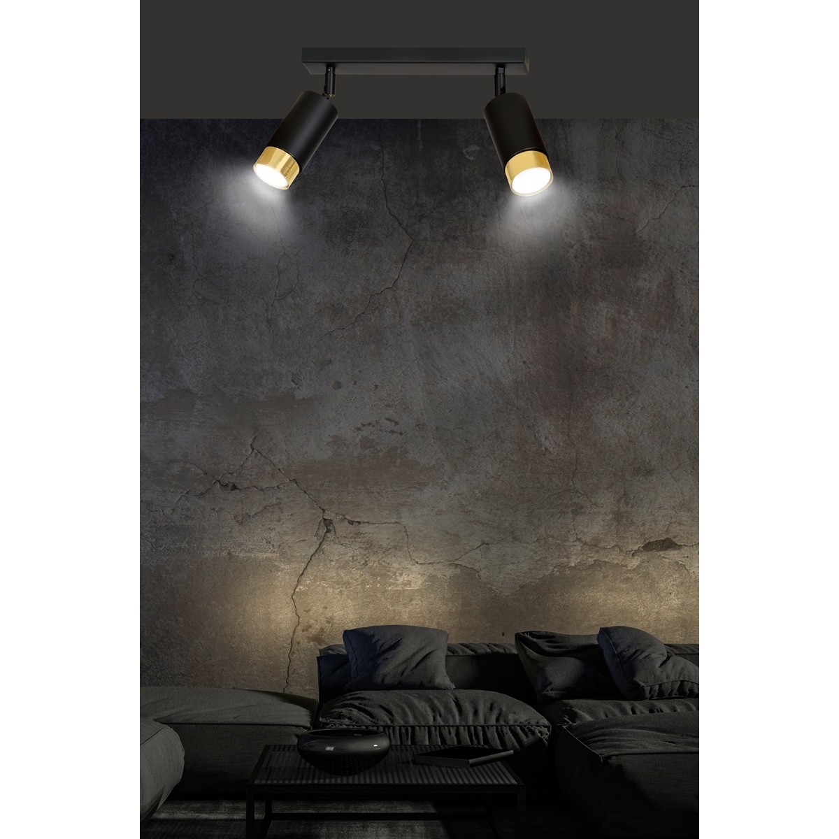 czarno- złota lampa przysufitowa Emibig HIRO 2 BL/GOLD  EM965/2