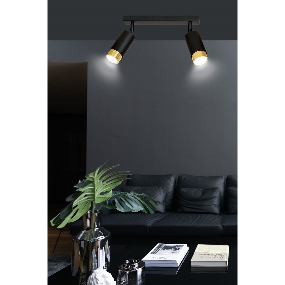 czarno- złota lampa przysufitowa Emibig HIRO 2 BL/GOLD  EM965/2