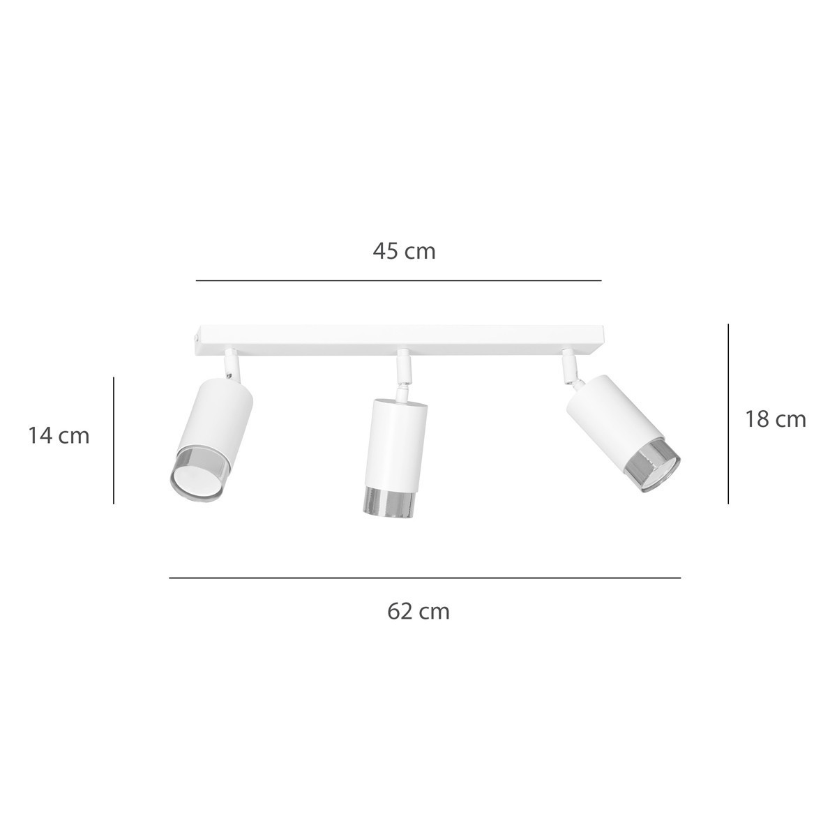 biała przysufitowa lampa Emibig HIRO 3 WH/CHROME  EM962/3