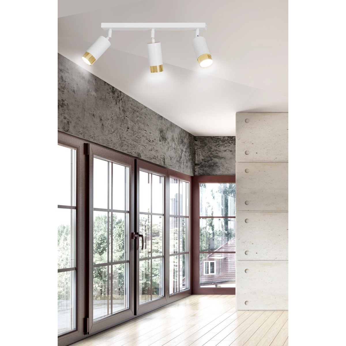 biało- złota lampa przysufitowa Emibig HIRO 3 WH/GOLD  EM963/3