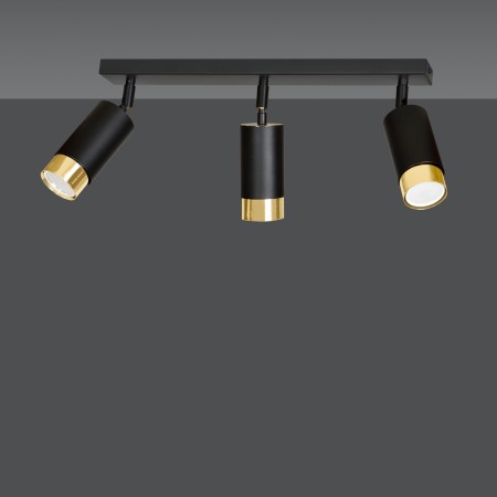 czarno- złota lampa przysufitowa Emibig HIRO 3 BL/GOLD  EM965/3