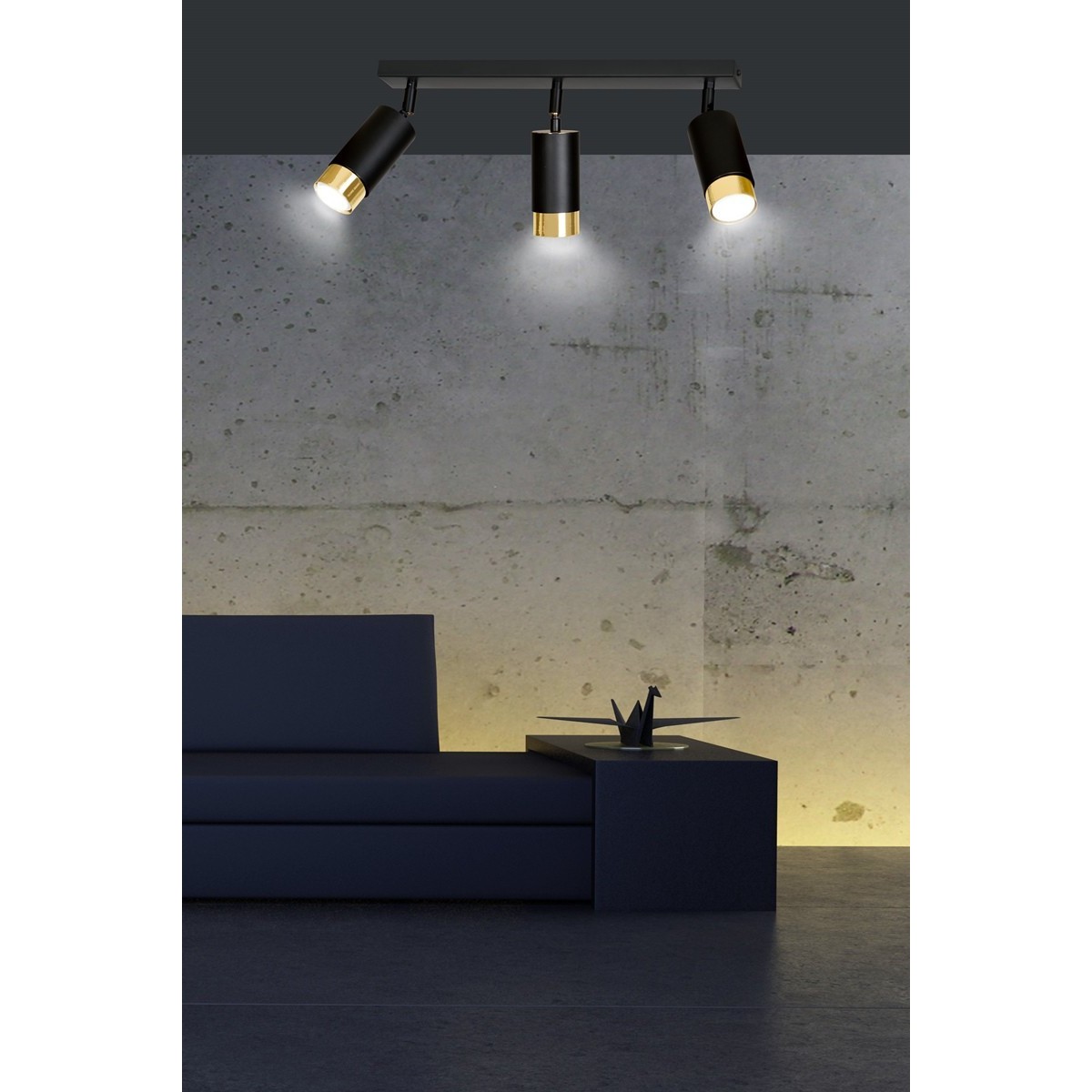 czarno- złota lampa przysufitowa Emibig HIRO 3 BL/GOLD  EM965/3