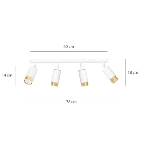 lampa przysufitowa Emibig HIRO 4 WH/GOLD  EM963/4 biało-złota