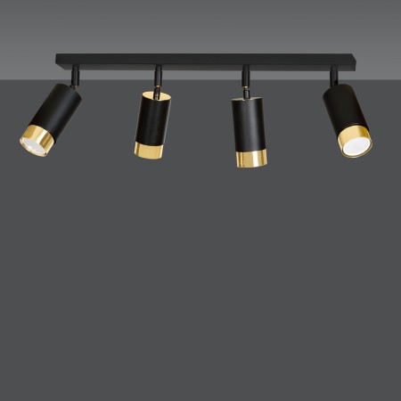 czarno- złota lampa przysufitowa Emibig HIRO 4 BL/GOLD  EM965/4