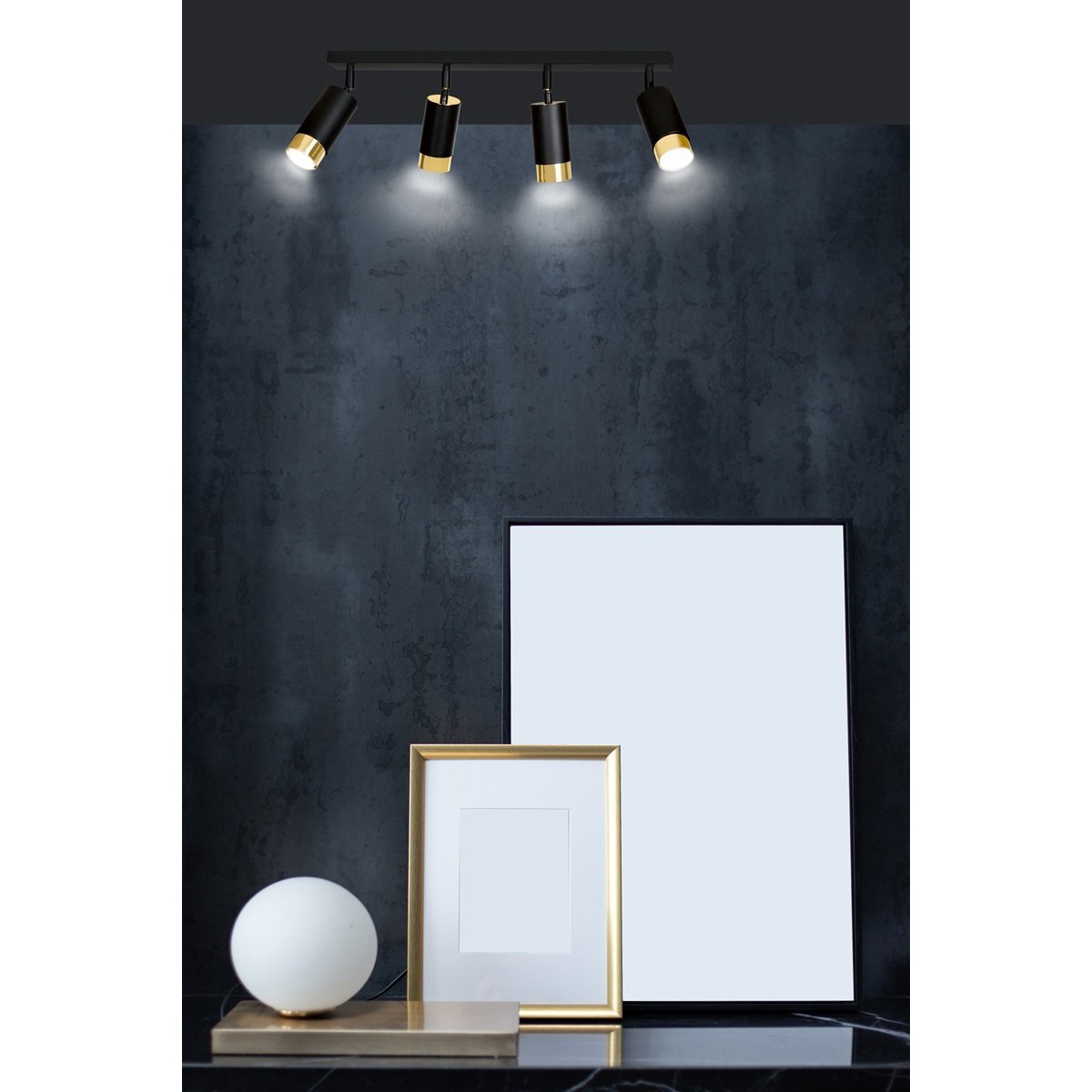 czarno- złota lampa przysufitowa Emibig HIRO 4 BL/GOLD  EM965/4