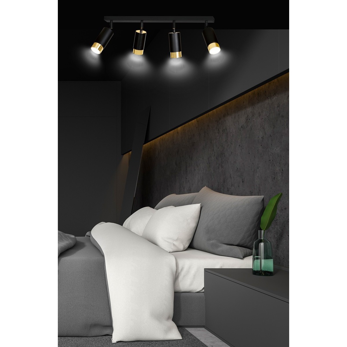 czarno- złota lampa przysufitowa Emibig HIRO 4 BL/GOLD  EM965/4