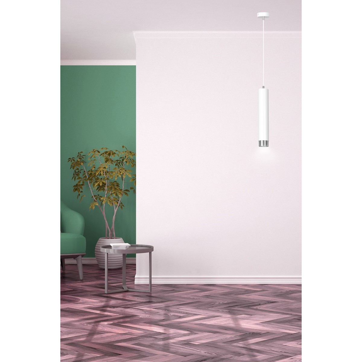 biała lampa wisząca Emibig KIBO 1 WH/CHROME EM641/1