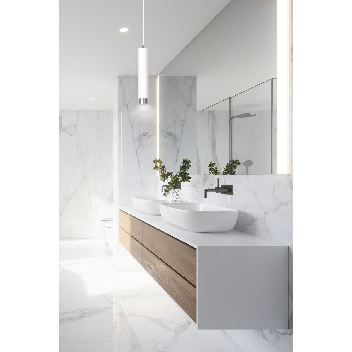 biała lampa wisząca Emibig KIBO 1 WH/CHROME EM641/1