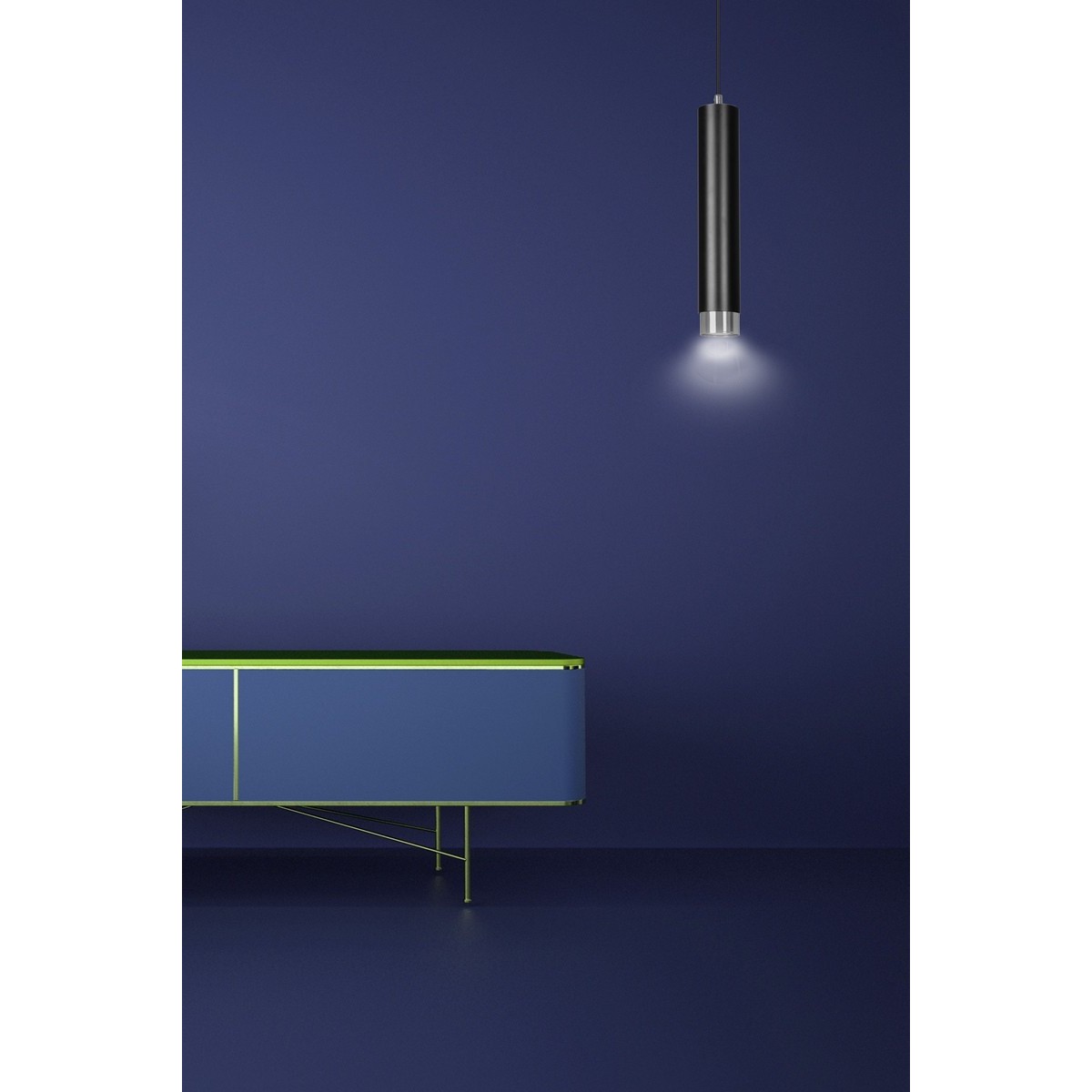 lampa wisząca Emibig KIBO 1 BL/CHROME EM643/1 czarny- chrom