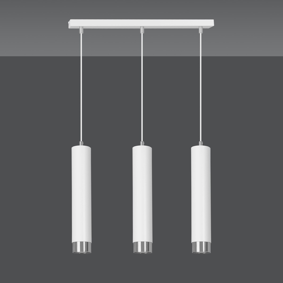 lampa wisząca Emibig KIBO 3 WH/CHROME EM641/3 biała- chrom