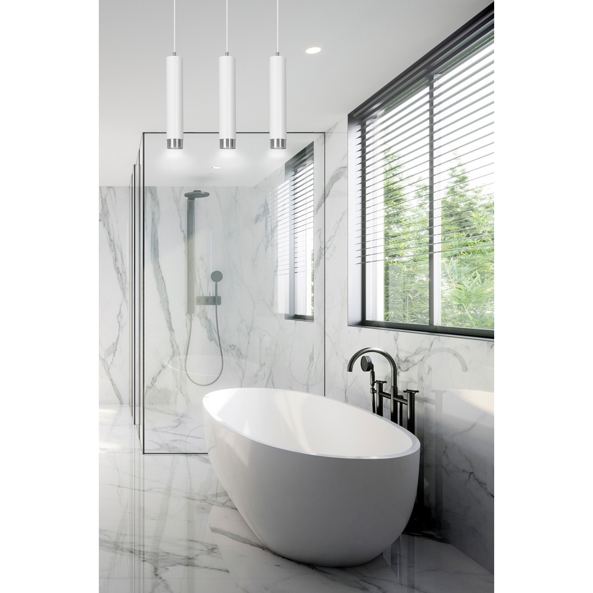 lampa wisząca Emibig KIBO 3 WH/CHROME EM641/3 biała- chrom