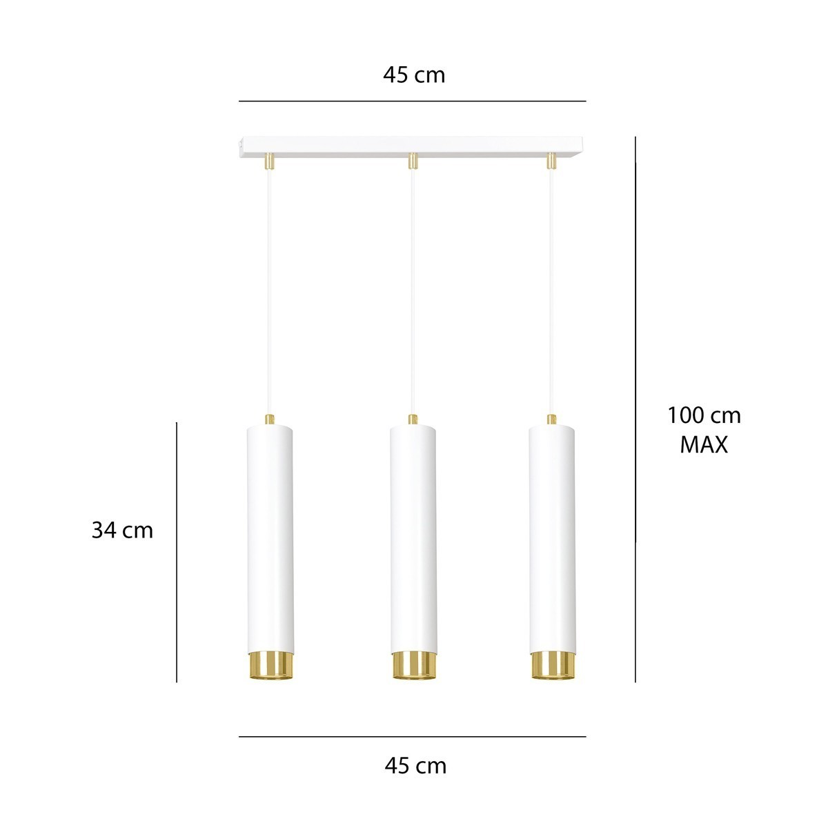 bialo- złota lampa wisząca Emibig KIBO 3 WH/GOLD  EM642/3