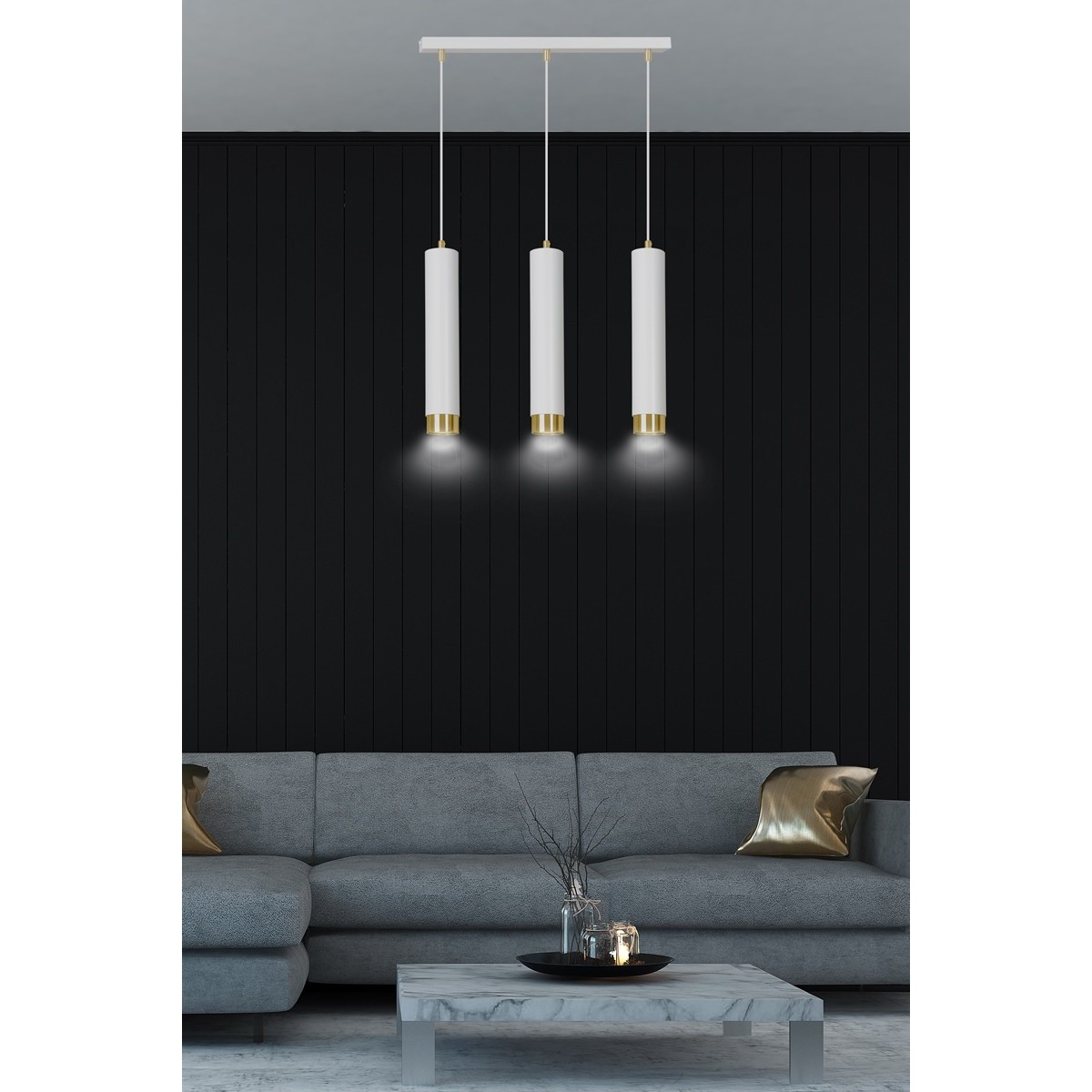 bialo- złota lampa wisząca Emibig KIBO 3 WH/GOLD  EM642/3