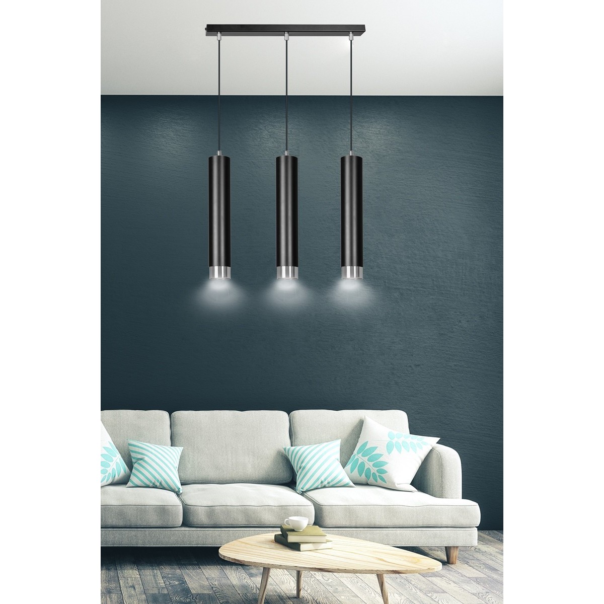 wisząca lampa Emibig KIBO 3 BL/CHROME EM643/3 czarny-chrom