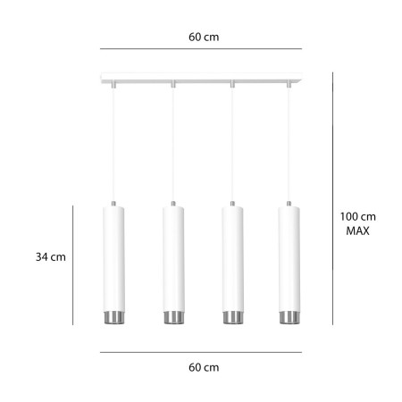 wisząca biała lampa Emibig KIBO 4 WH/CHROME EM641/4