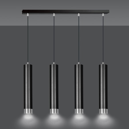 Czarno srebrna lampa wisząca Emibig KIBO 4 BL/CHROME EM643/4