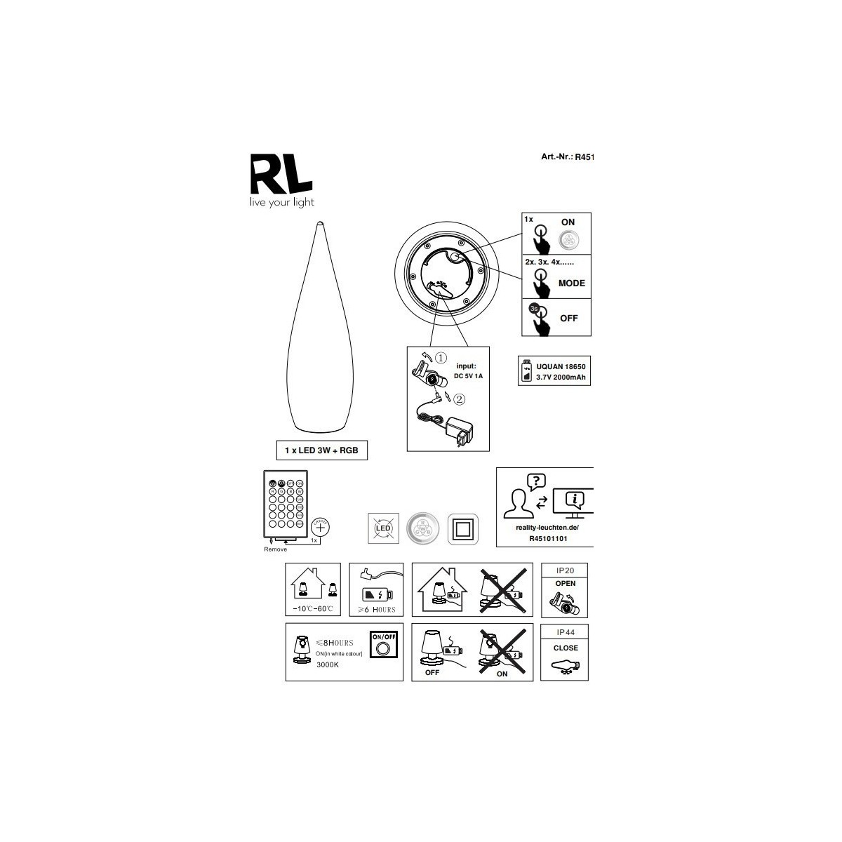 Nowoczesna lampa ogrodowa RL PALMAS R45101101