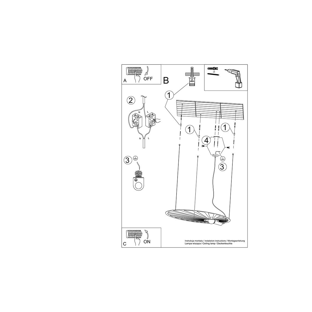 efektowna lampa - Lampa wisząca LEHDET biała