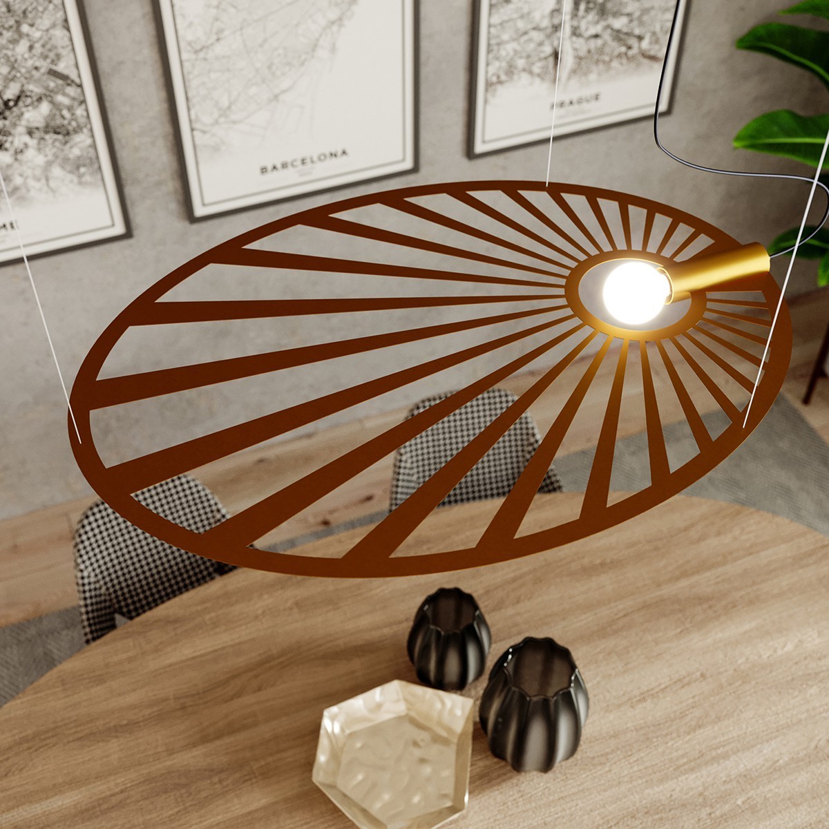 gustowna lampa - Lampa wisząca LEHDET złota