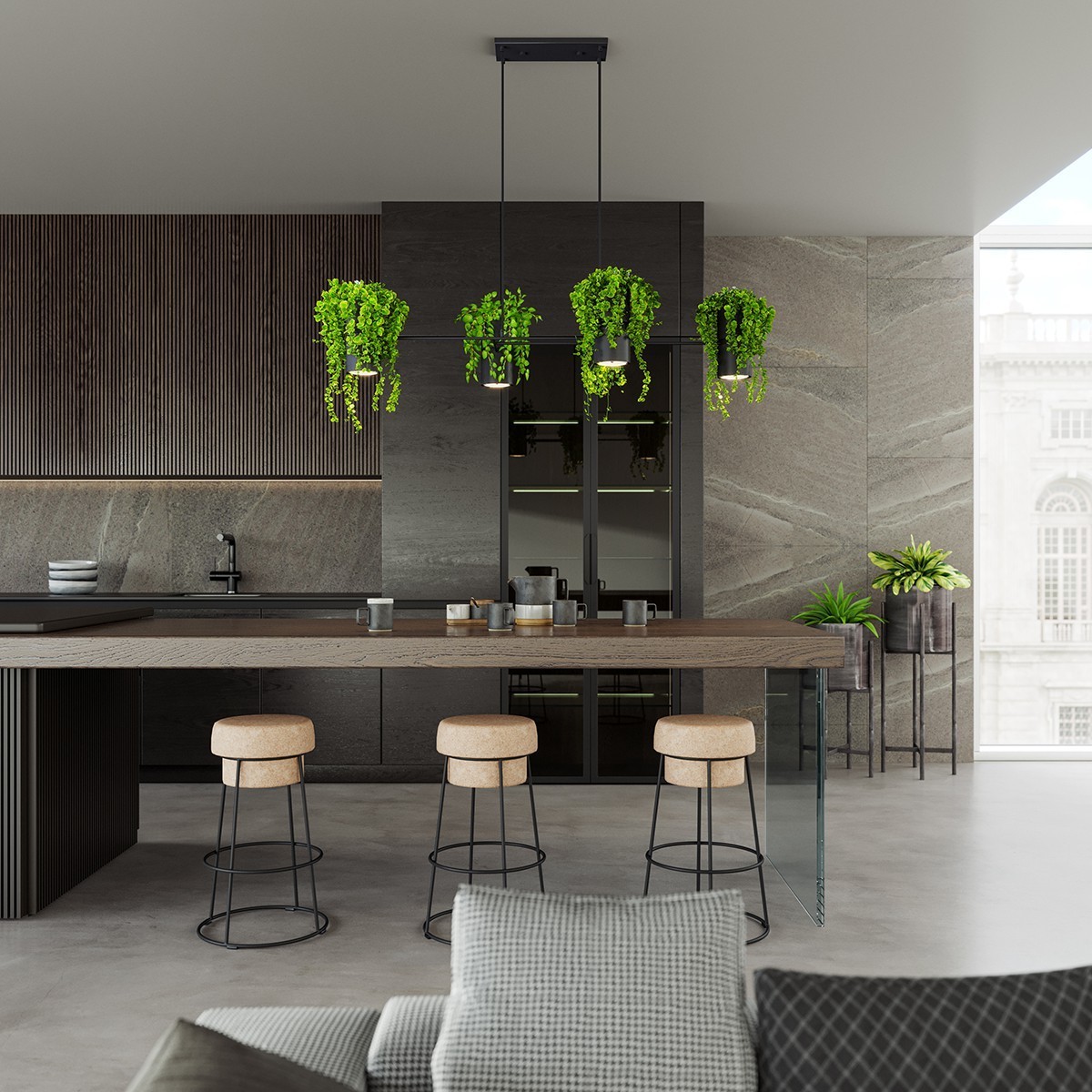 ładna lampa - Lampa wisząca KUKKIA czarna