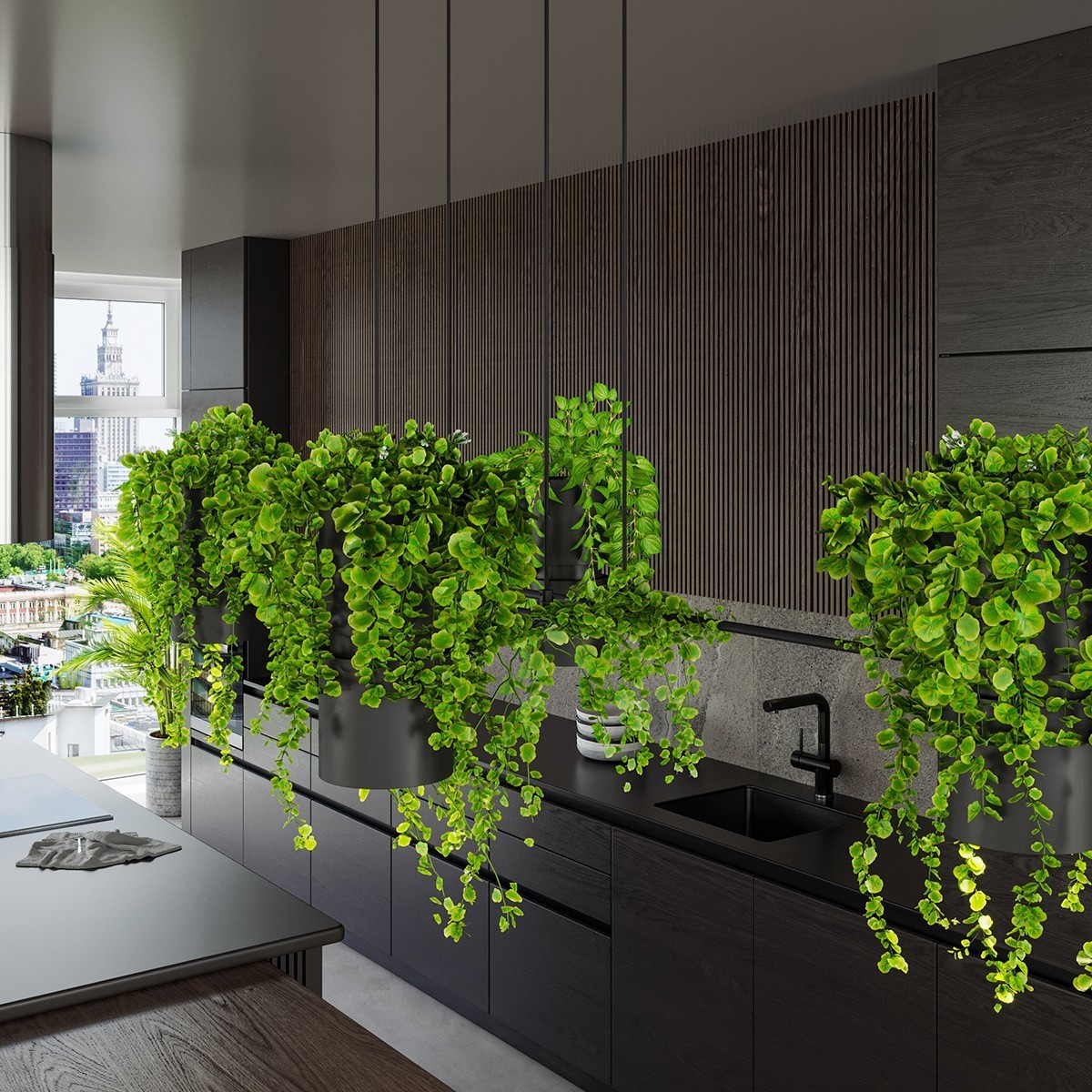 ładna lampa - Lampa wisząca KUKKIA czarna