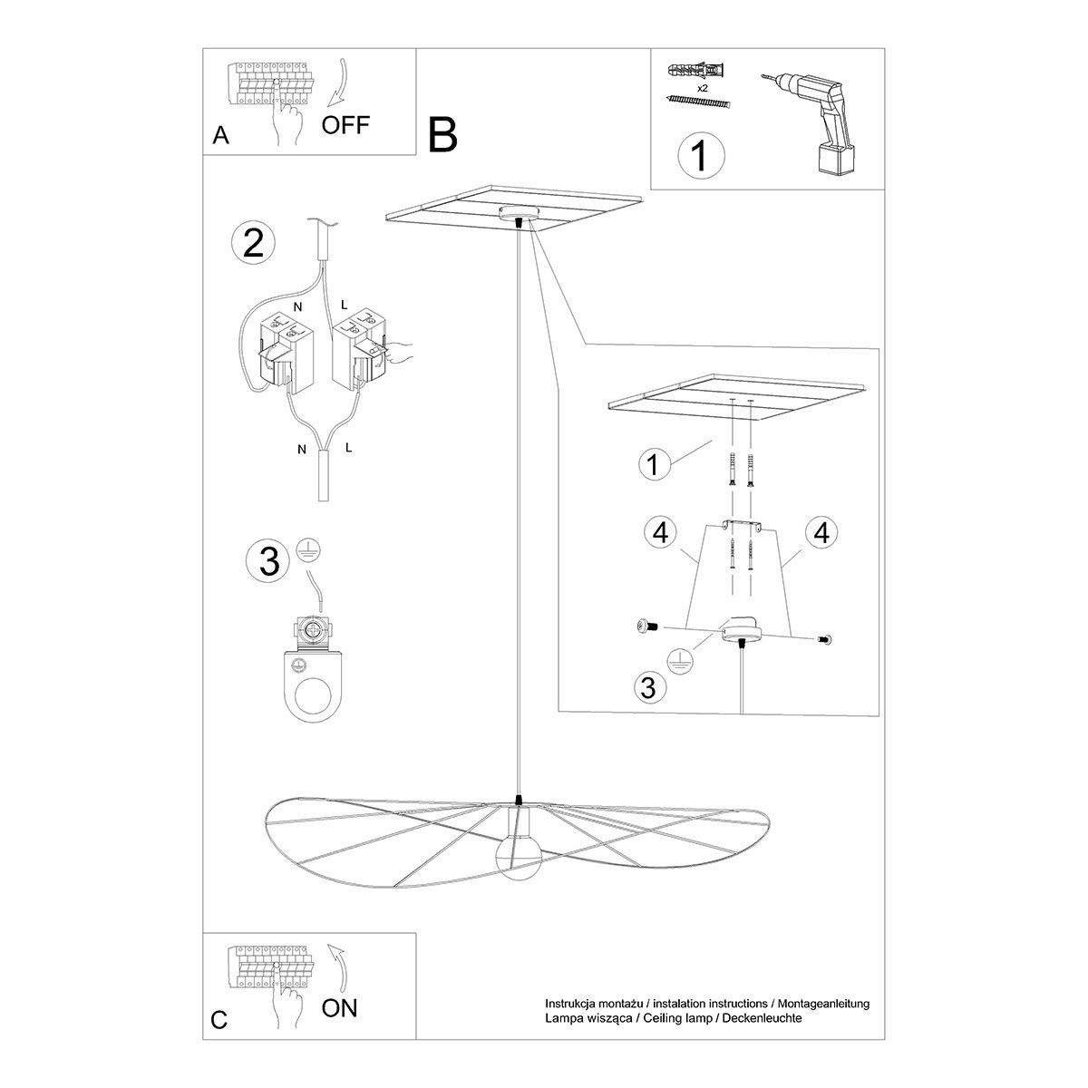 piękna lampa - Lampa wisząca ESKOLA 110 czarna
