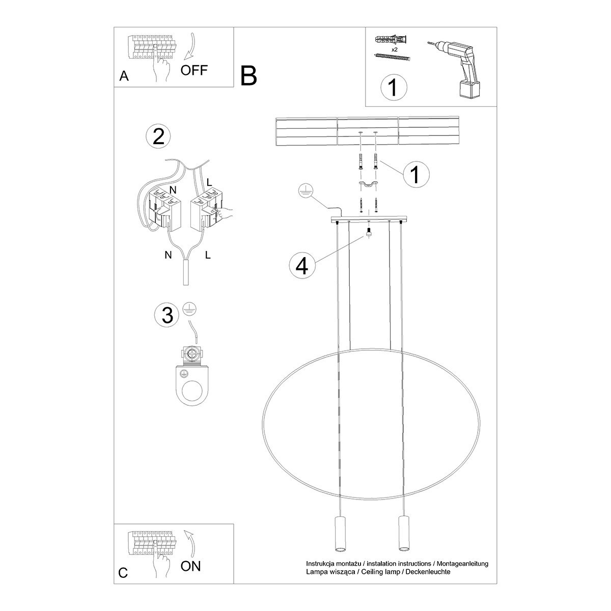 urokliwa lampa - Lampa wisząca HOLAR 2 czarna