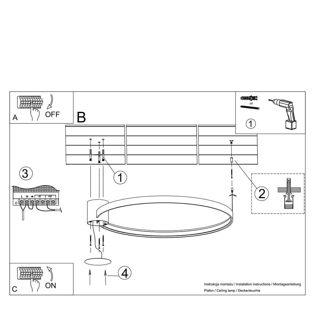 dekoracyjna lampa - Plafon RIO 55 biały LED 3000K