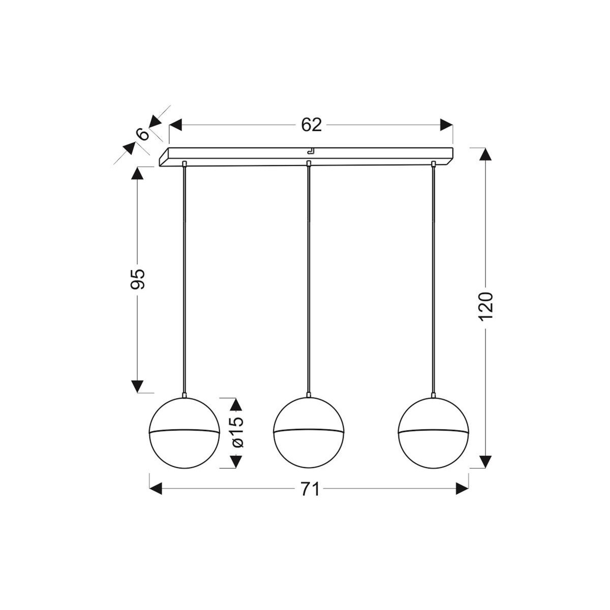 Candellux FURNI A0031-330 xLED - 950 lm - 3X5W LED - 4000K