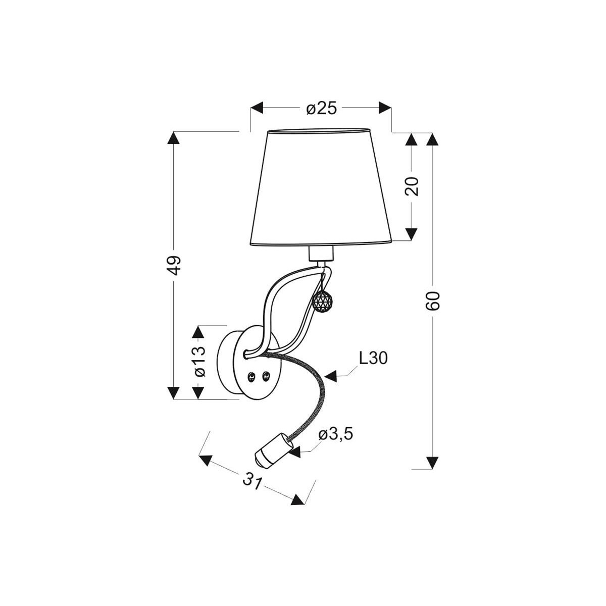 Candellux SARIA A0029-220 2xE14 - 400 lm - LED+8W LED - 3000K