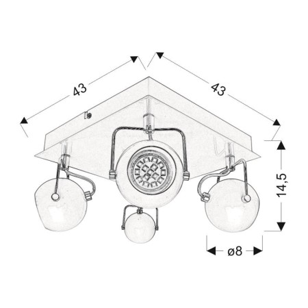 Candellux PLAFON 98-25036-Z xGU10 - 4X3W LED