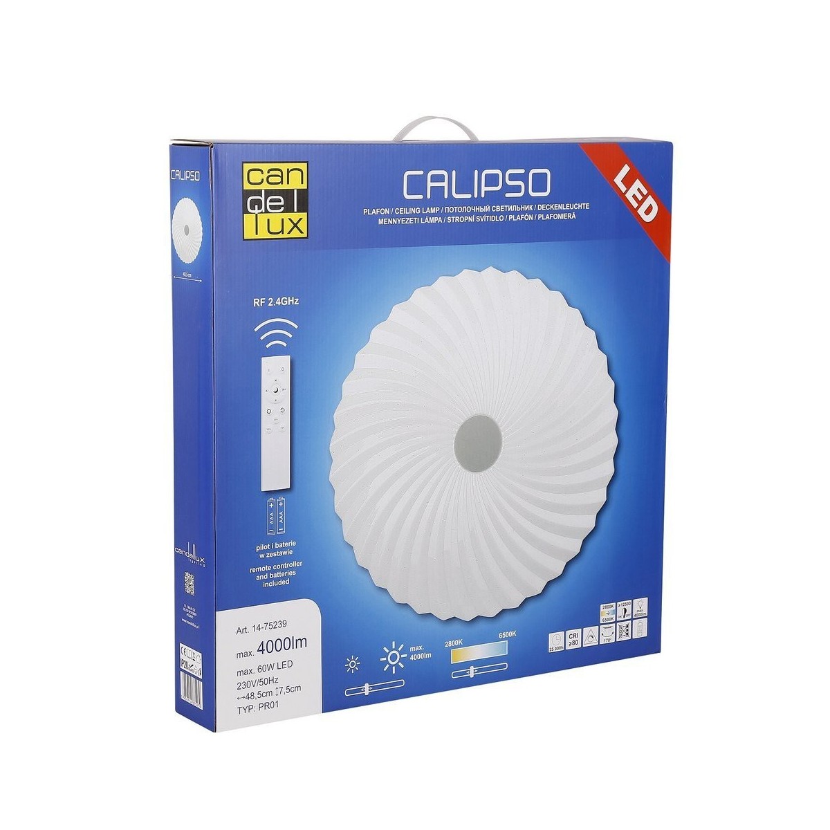 Candellux CALIPSO 14-75239 1xLED - 4000 lm - 60W LED - 3000+4000+6000