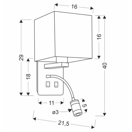Candellux MAGNUM 21-75666 2xE27 - 200 lm - E27+3W LED - 3000K
