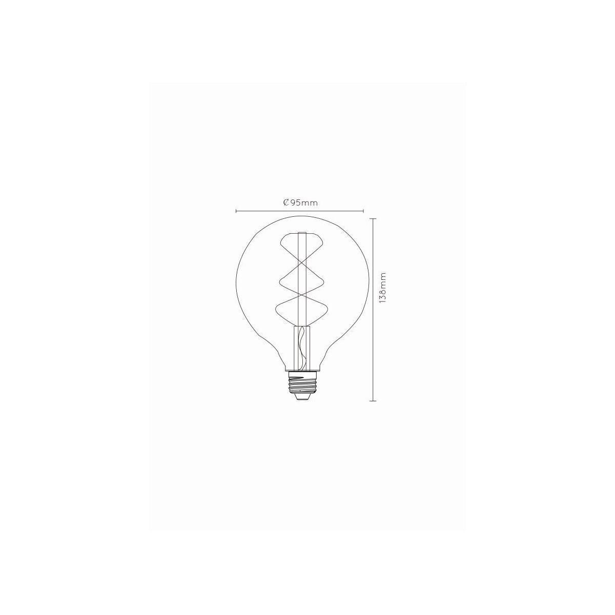 Lucide 49032/05/62 Żarówka G95 - 9.5 cm - LED Dim. - E27 - 1x4.9W 2200K - Bursztynowa