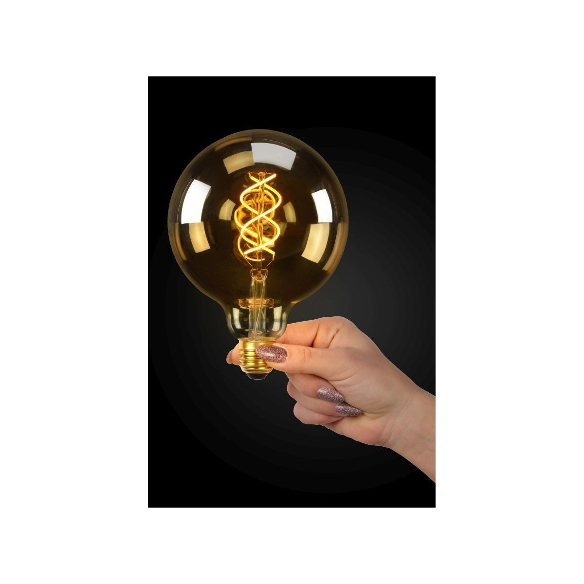 Lucide 49033/05/62 Żarówka żarnikowa G125 - 12.5 cm - LED Dim. - E27 - 1x4.9W 2200K - Bursztynowa