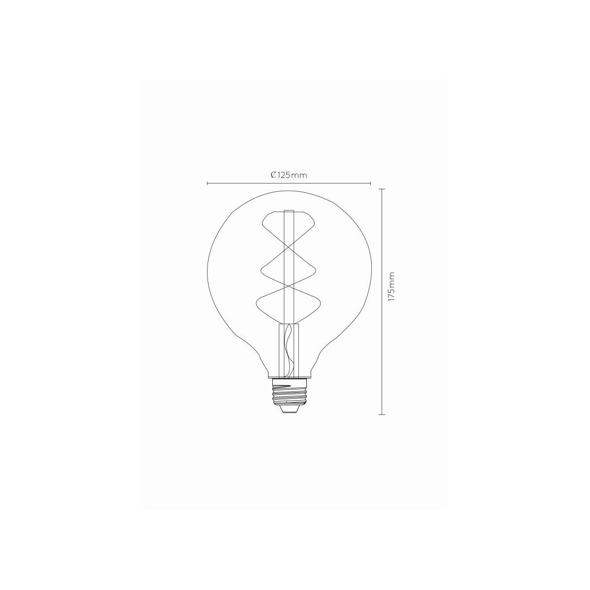 Lucide 49033/05/62 Żarówka żarnikowa G125 - 12.5 cm - LED Dim. - E27 - 1x4.9W 2200K - Bursztynowa