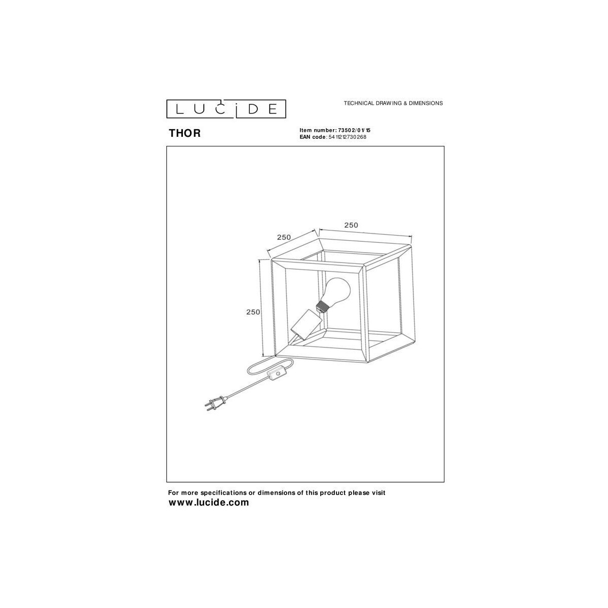 Lucide 73502/01/15 THOR - Lampa stołowa - 1xE27 - Szare żelazo