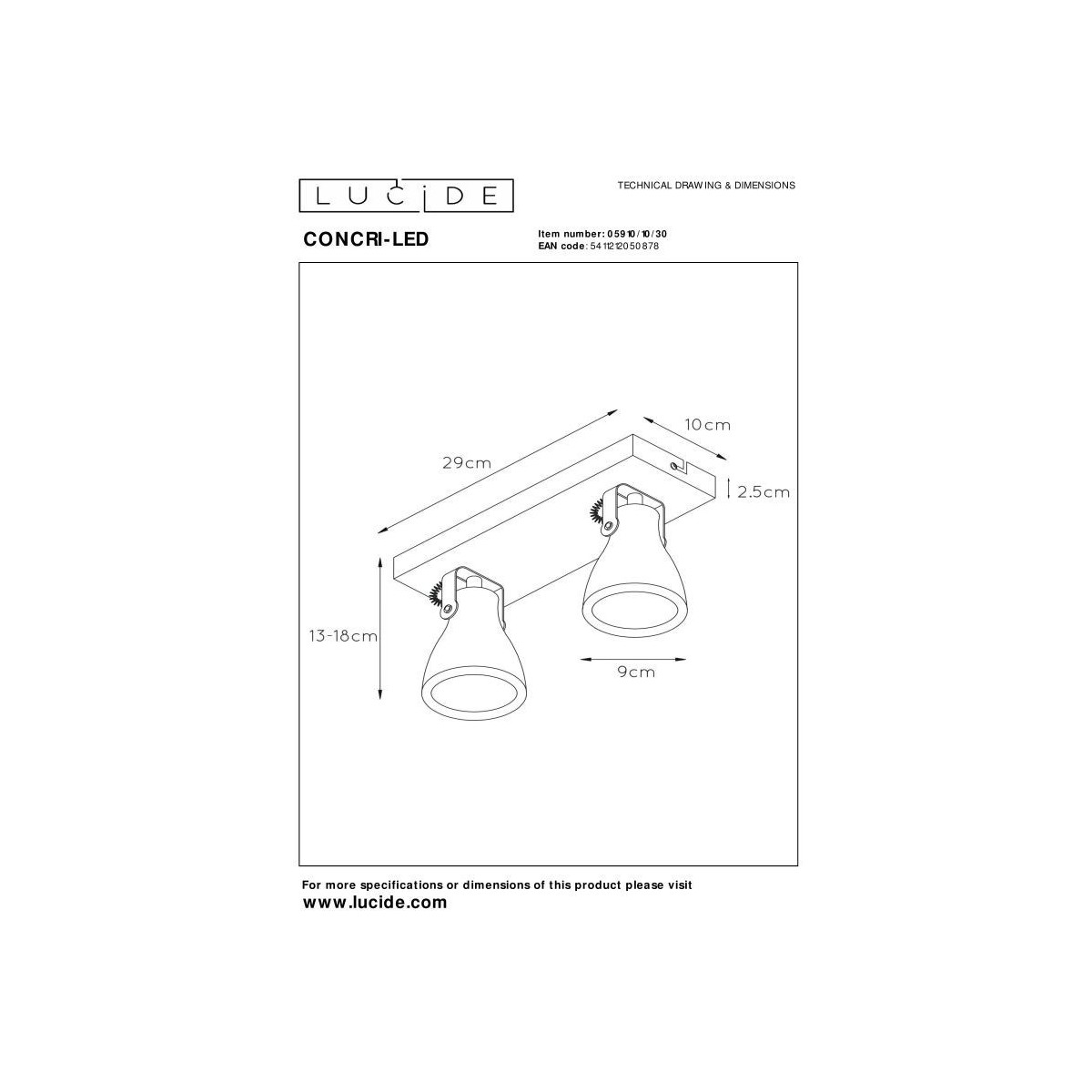 Lucide CONCRI-LED 05910/10/30