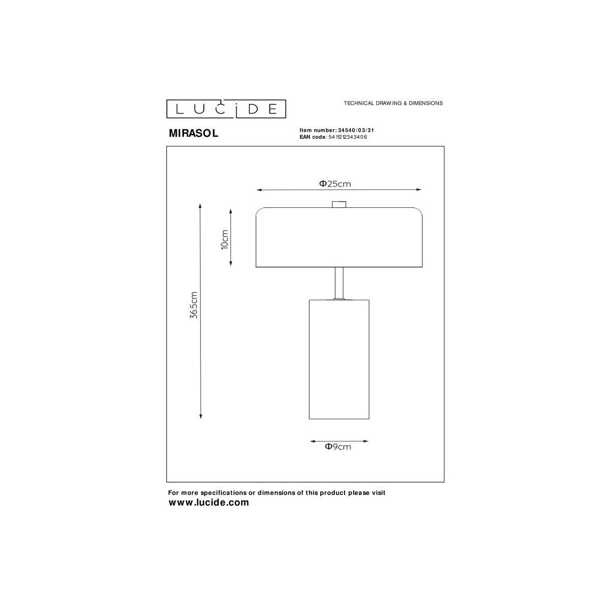 Lucide 34540/03/31 MIRASOL - Lampa stołowa - 25 cm - 3xG9 - Biała