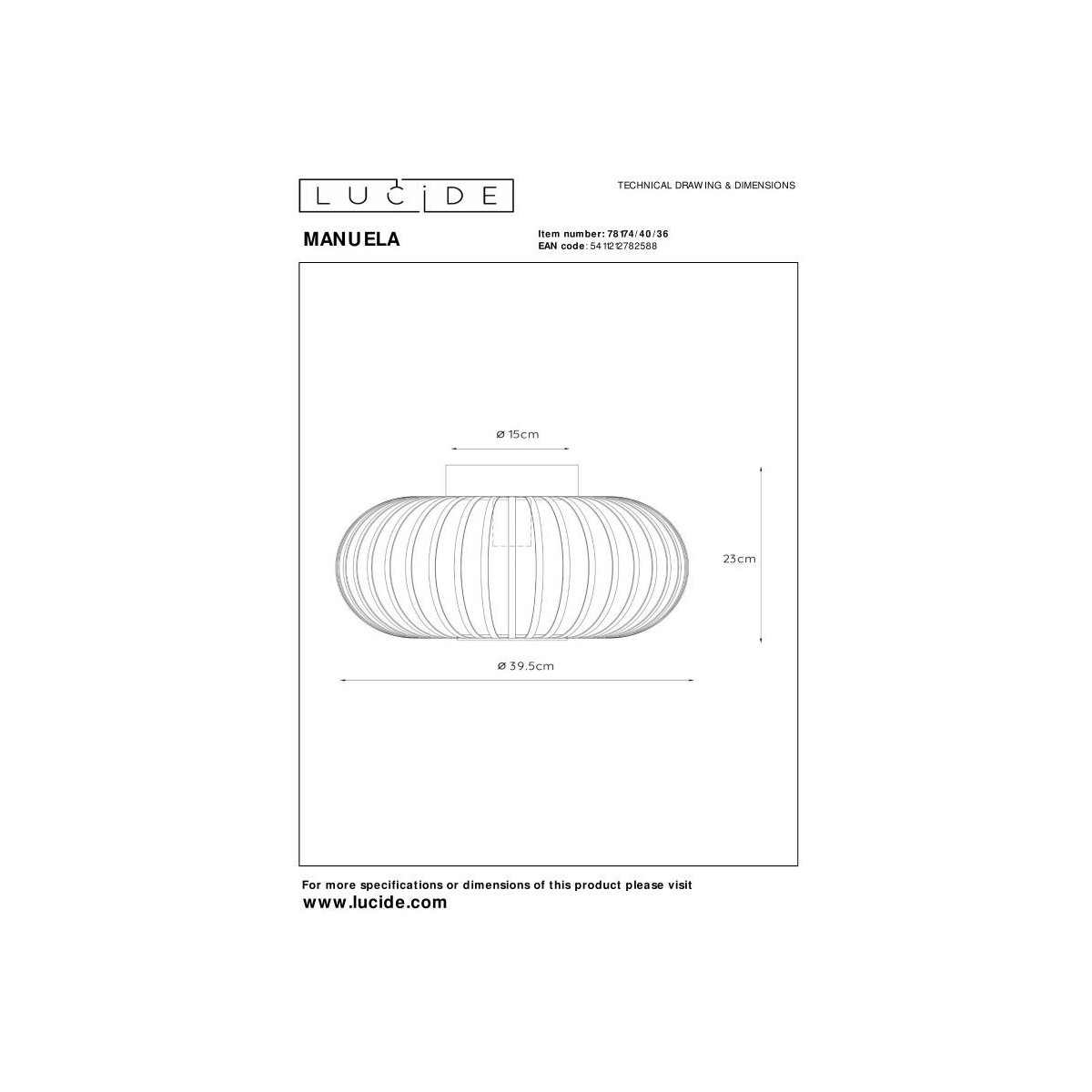 Lucide 78174/40/36 MANUELA - Lampa sufitowa wpuszczana - 39.5 cm - 1xE27 - Szara