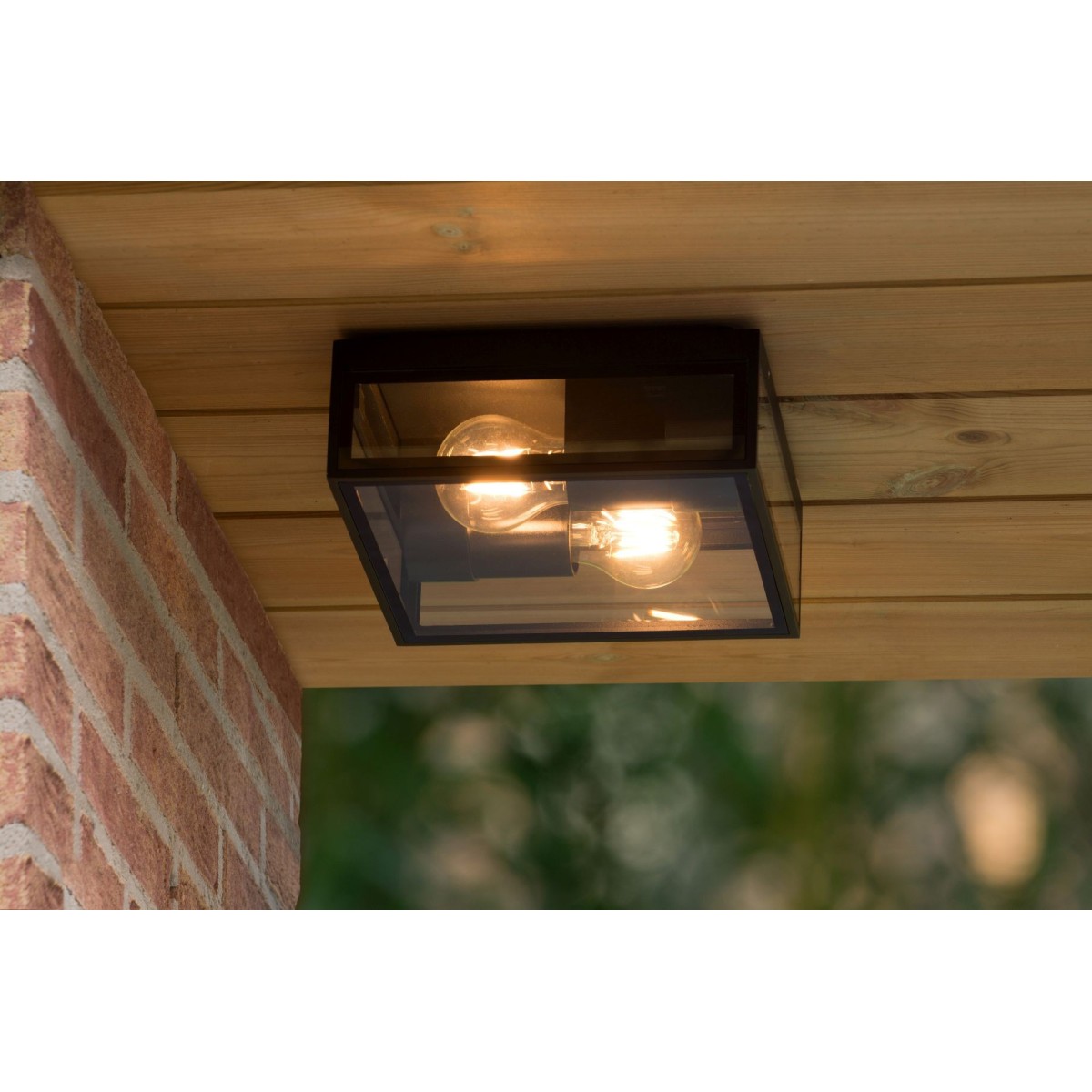 Lucide 15802/02/30 DUKAN - Lampa sufitowa wpuszczana do wewnątrz i na zewnątrz - 2xE27 - IP65 - Czarna