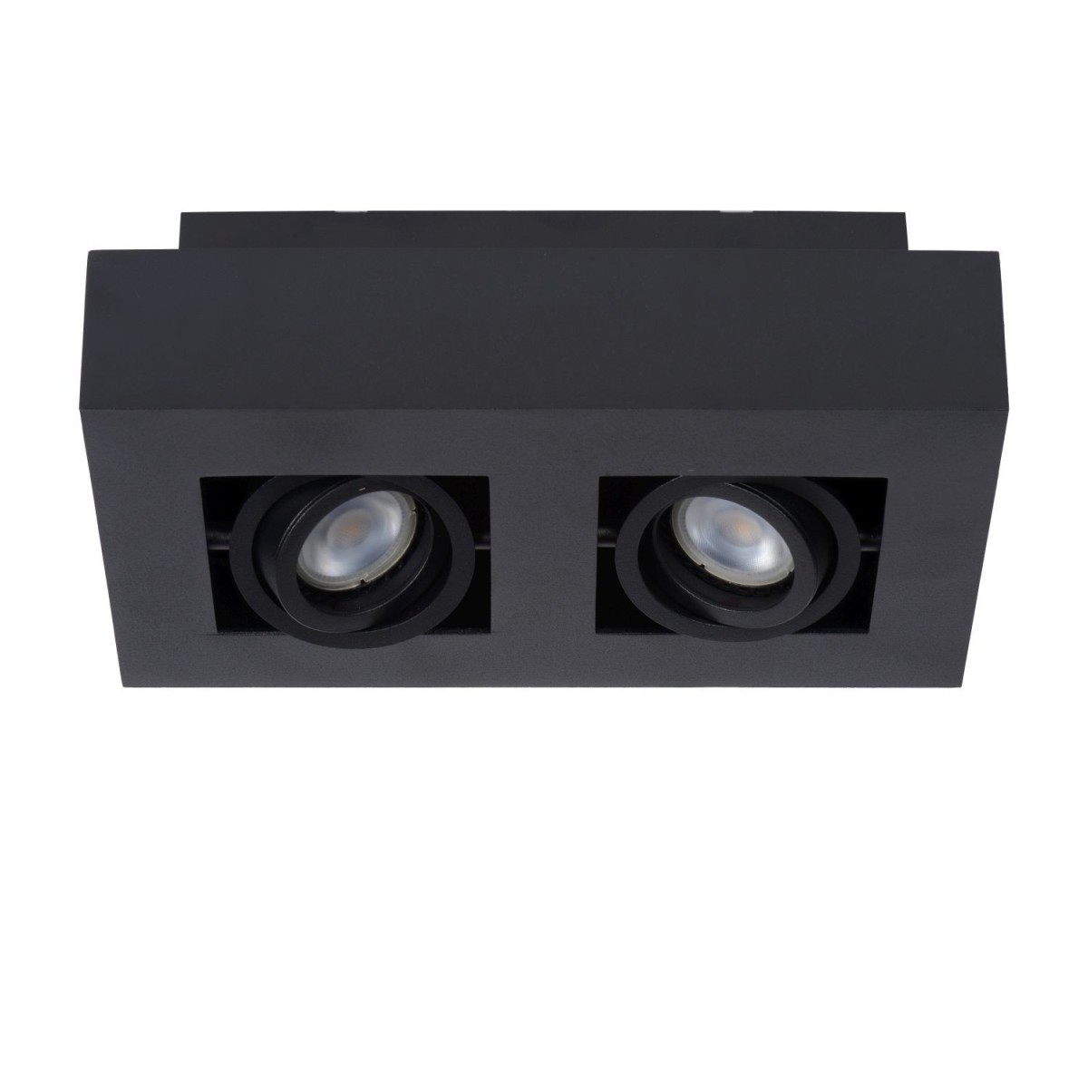Lucide 09119/11/30 XIRAX - Reflektor sufitowy - LED Ściemnialny do ciepłego - GU10 - 2x5W 2200K-3000K - Czarny