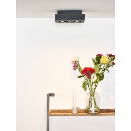 Lucide 09119/11/30 XIRAX - Reflektor sufitowy - LED Ściemnialny do ciepłego - GU10 - 2x5W 2200K-3000K - Czarny
