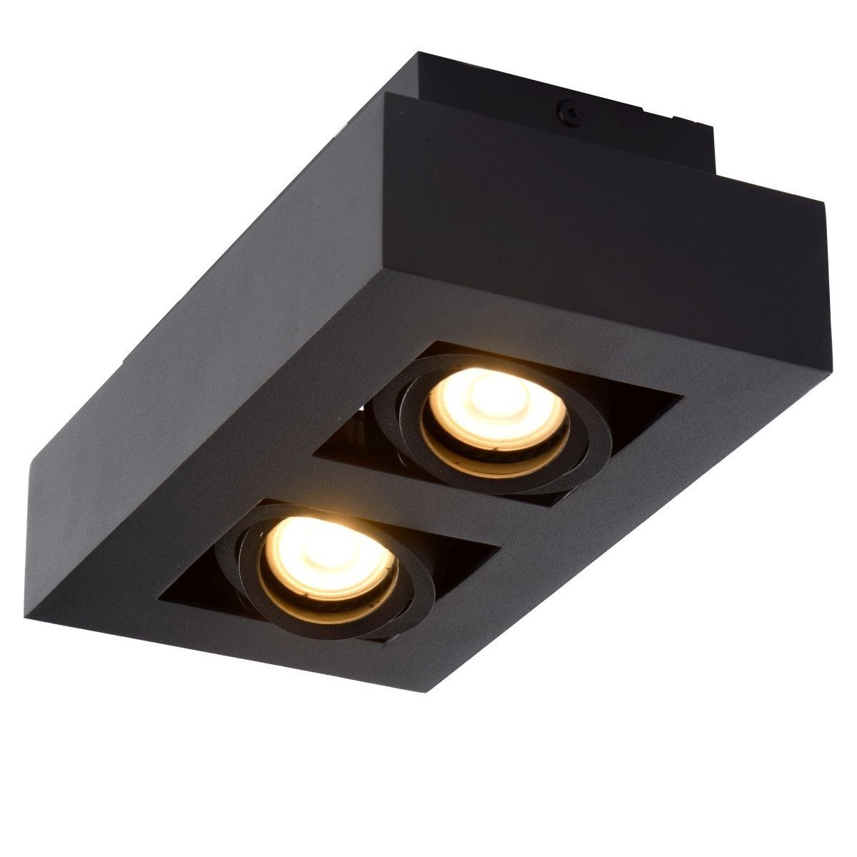 Lucide 09119/11/30 XIRAX - Reflektor sufitowy - LED Ściemnialny do ciepłego - GU10 - 2x5W 2200K-3000K - Czarny