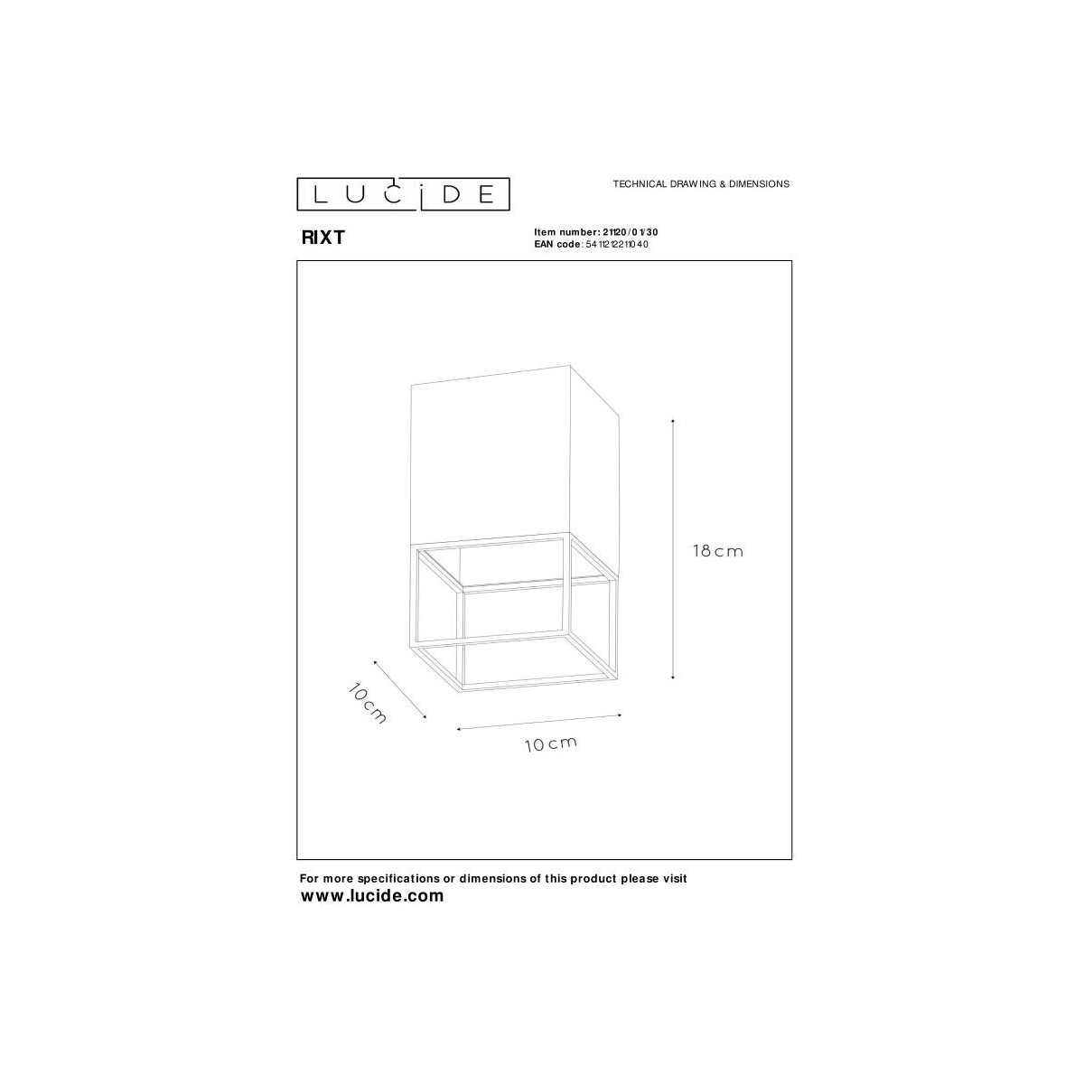 Lucide 21120/01/30 RIXT - Lampa sufitowa wpuszczana - 1xE27 - Czarna